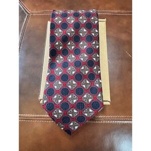 Daniel Fasson Geometric Necktie - Red Black‎ Circle Pattern - 58 Inch